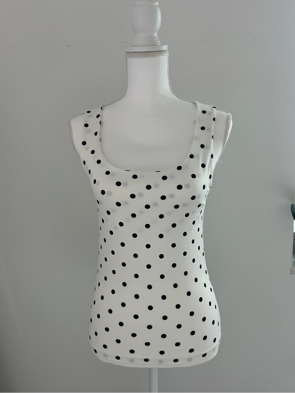 Zara White Tank Top with Black Polka Dots
